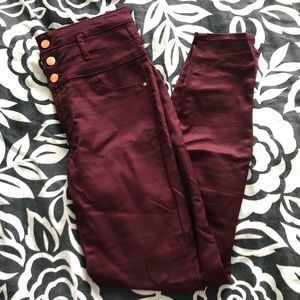 Refugee high waisted burgundy skinny jean